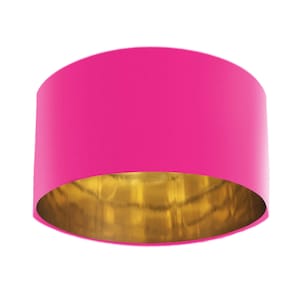 Hot Pink Velvet Lampshade with Metallic Mirror Gold Lining