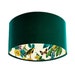 Birds Lampshade made with Bottle Green Velvet and Sunflower Fabric Lining, Handmade Lampshades UK, Pendant Light Shades, Velvet Light Shade 