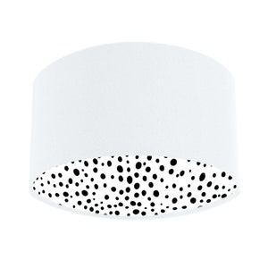 White Cotton Lampshade with Black Dots Lining