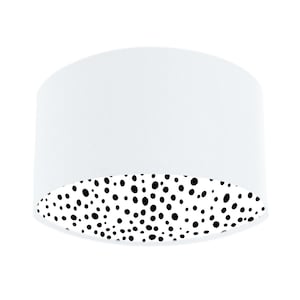 White Cotton Lampshade with Black Dots Lining
