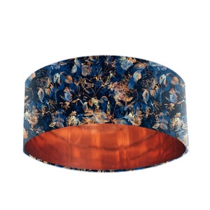 Night Forest Extra Large Velvet Lampshade & Copper Lining