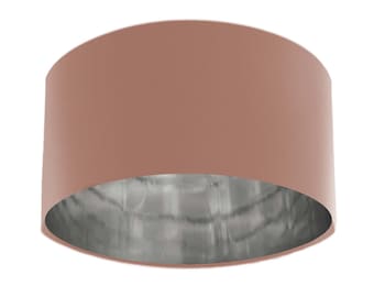 Handmade Rose Pink Velvet Lampshade – Drum Shade with Mirror Silver Lining