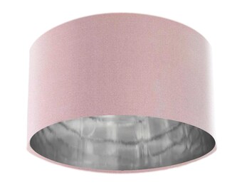 Pink Lampshade in Baby Pink Velvet with Metallic Silver Lining