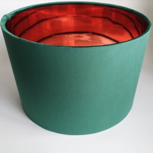 Bottle Green Velvet Lampshade with Mirror Copper Lining image 5