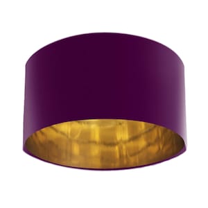 Mulberry Purple Velvet Lampshade with Mirror Gold Lining, Handmade in the UK