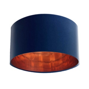 Navy Blue Velvet Lamp Shade, Mirror Copper Lining, Velvet Lampshade