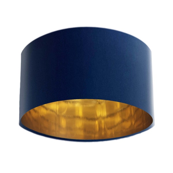 Navy Blue Velvet Lamp Shade & Gold Lining