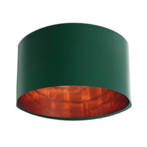 Bottle Green Velvet Lampshade with Mirror Copper Lining image 1