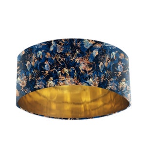 Night Forest Extra Large Velvet Lampshade with Mirror Gold Lining