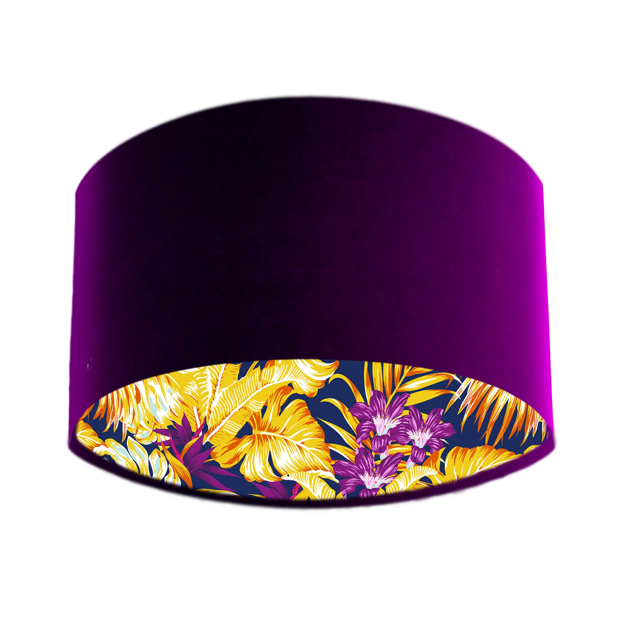 Purple Velvet Lamp Shade Tropical Yellow Lining Purple Velvet Lamp Shade Tropical, Multi Coloured Table Lamp Shades Uk