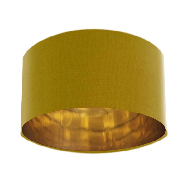 Mustard Yellow Gold Lampshade with Mirror Gold Lining, Velvet Lamp Shade