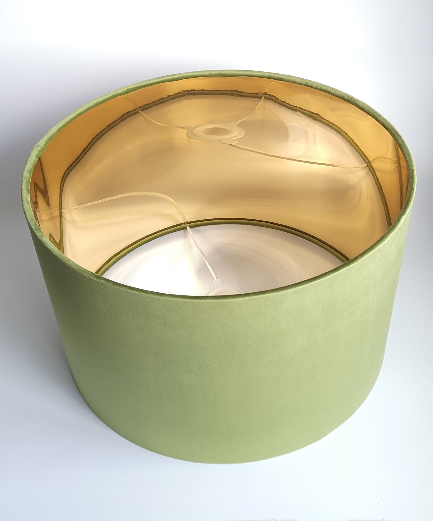 Olive Green Velvet Lamp Shade Mirror Gold Lining Velvet Etsy UK