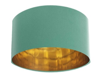 Mint Green Velvet Lampshade & gold lining, Handmade in the UK