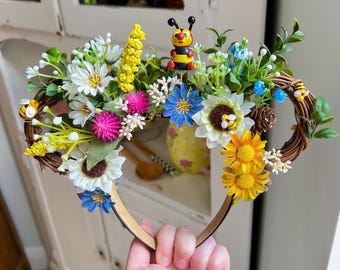 Spike the Bee Inspired Floral Mickey Ears | Spike the Bee Garden Inspired Ears | Floral Mouse Ears | Spring Ears | Flower & Garden Ears