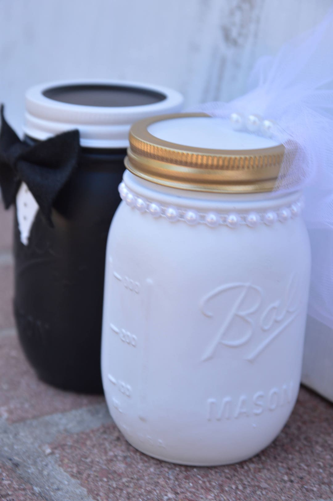 Bride and Groom Mason Jar- Wedding Mason Jar Set - Etsy