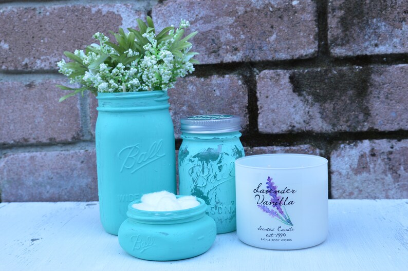 Mason Jar Bathroom Set Farmhouse Bathroom Decor Mason Jar Etsy