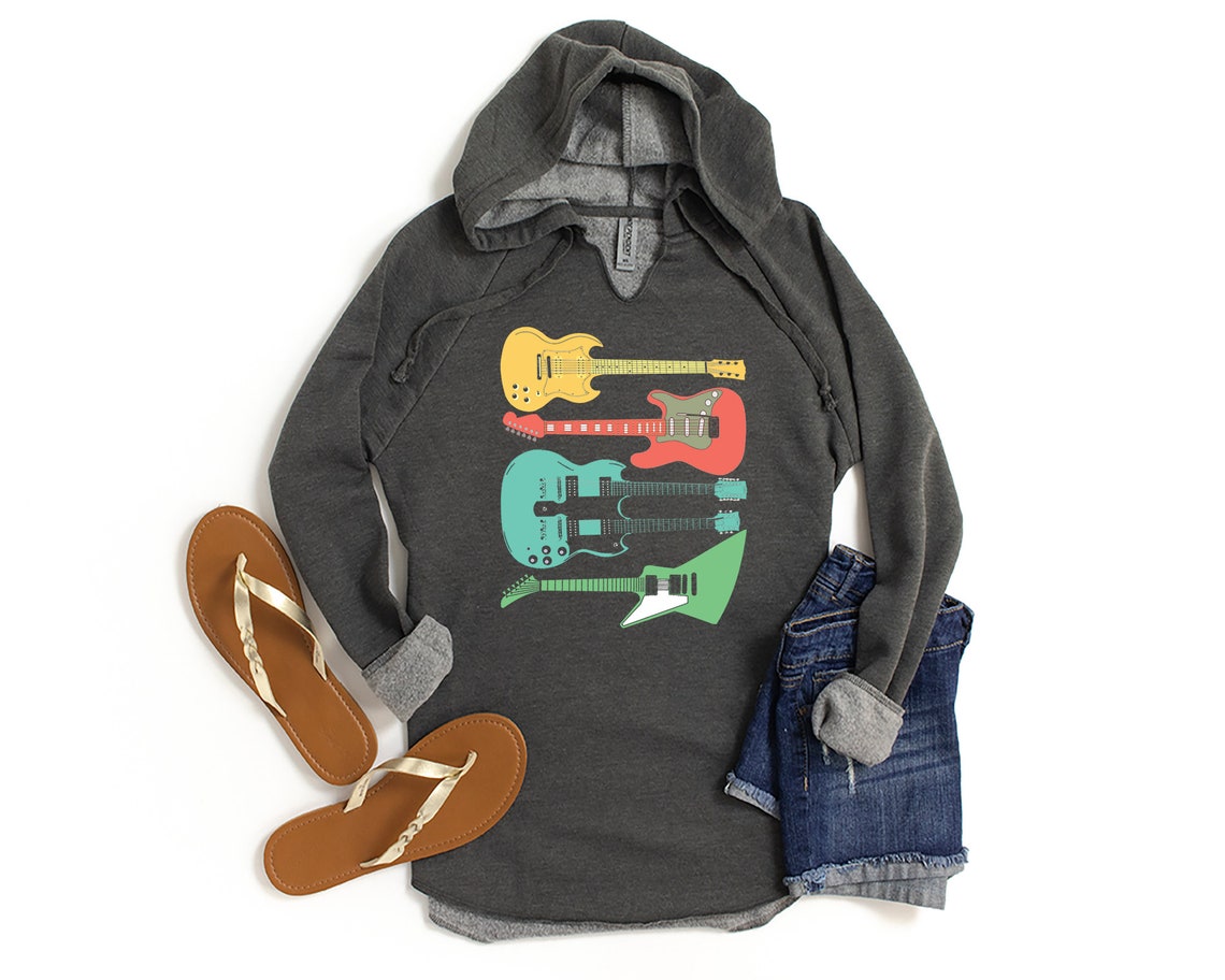 Electric Guitar Women's Hoodie Colorful Guitar Hoodie Etsy