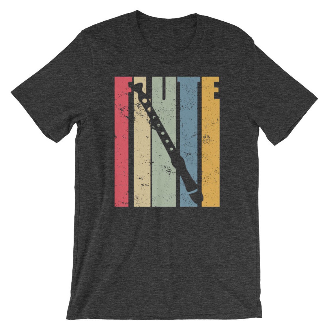 Vintage Flute TShirt Distressed Colorful Flute Silhouette Etsy