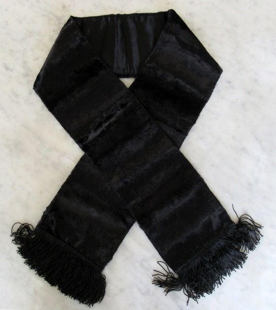 Vintage "scarf stole in  faux black sable - image 1