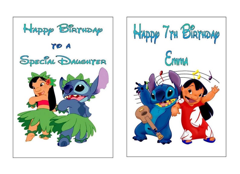 Personalised Printed Lilo Stitch Birthday Cards For Any Etsy