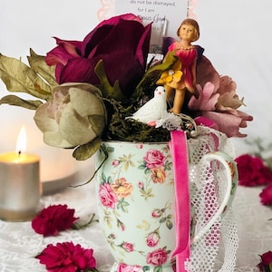 Teacup Floral Arrangement: Sweet Fairy Garden Decor