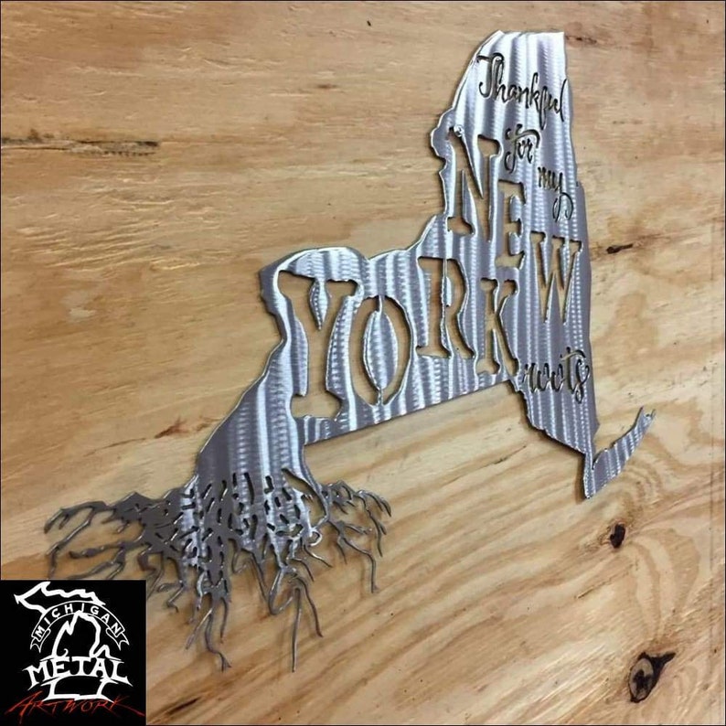 Thankful for My New York Roots Metal Wall Art - Etsy