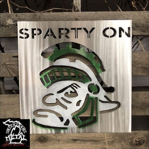 Michigan State Sparty On Logo Metal Wall Art