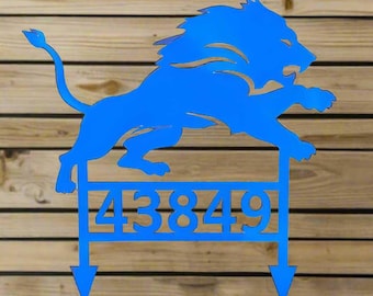 Detroit Lions Metal Yard Art & Custom Address Sign
