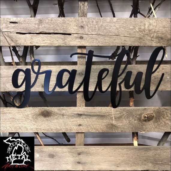 Grateful Cursive Metal Wall Art | Etsy