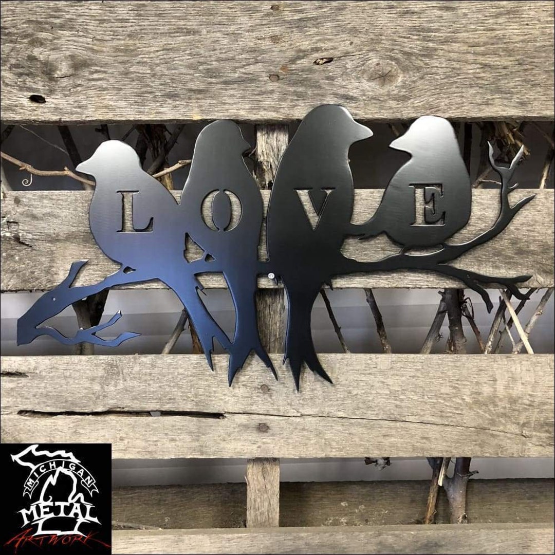 Love Birds on Branch Metal Wall Art - Etsy