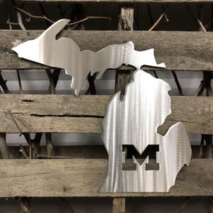 U Of M State Of Michigan Metal Wall Art