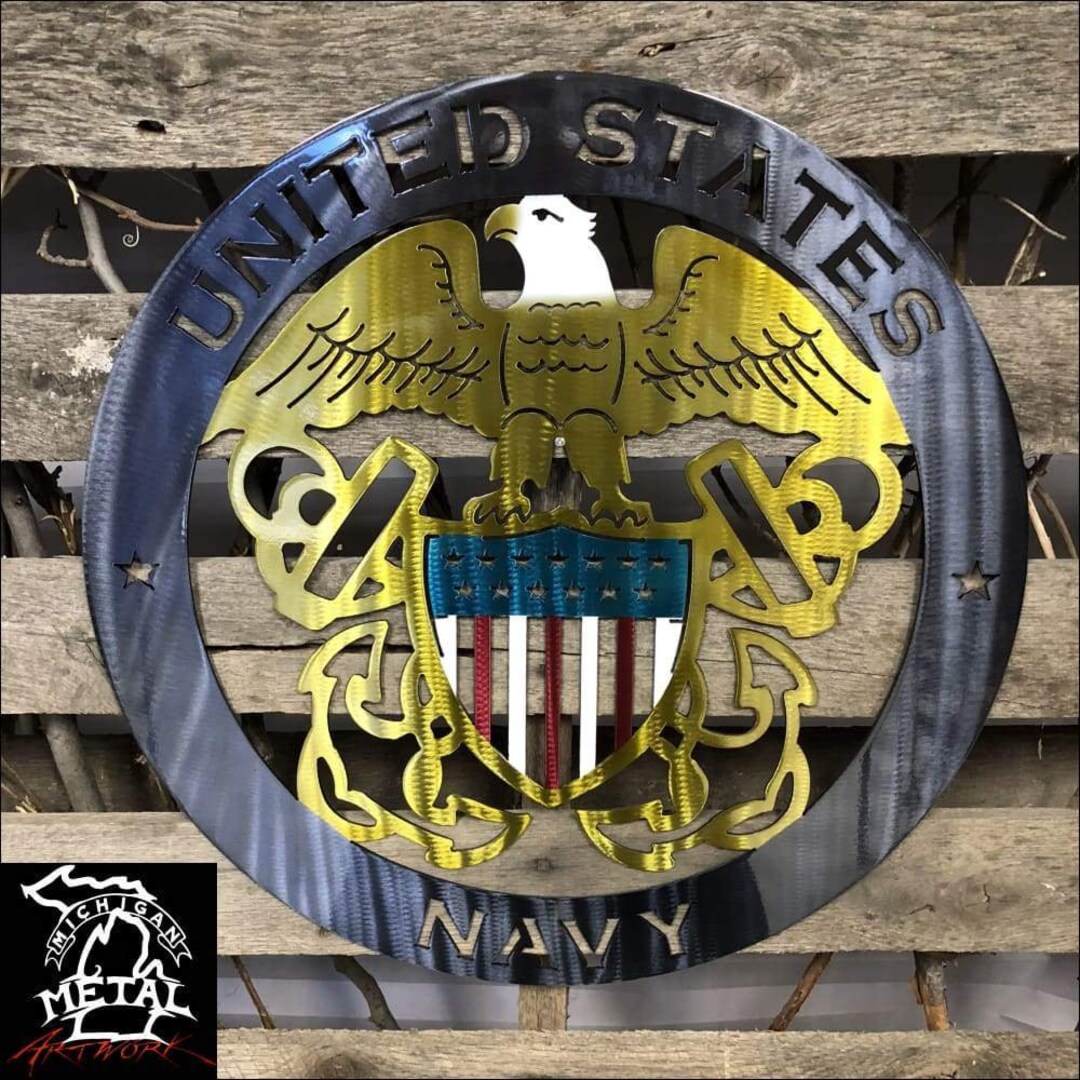 United States Navy Metal Wall Art Logo Etsy