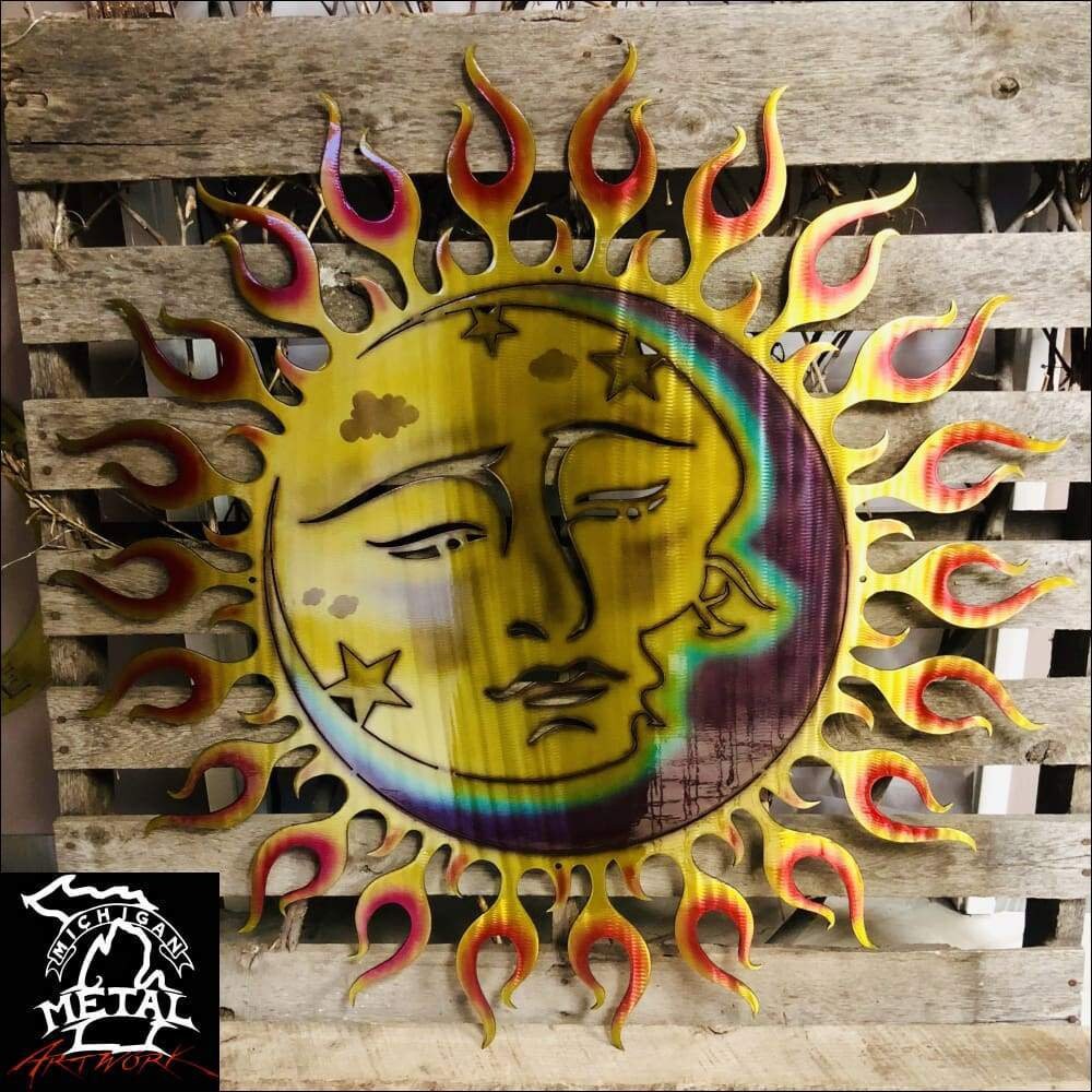 Celestial Sun & Moon Metal Wall Art Etsy