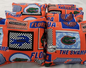 UF Corn Hole Bags, UF Gator bean bags, bean bag toss, college football bean bags, SEC corn hole bags, unique bean bags, Gator bean bags