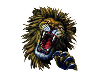 Open Mouth Lion Etsy