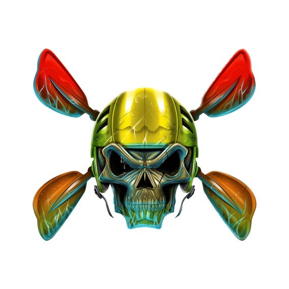Kayak Skull Decal Kayaking Sticker Full Color Skull and Etsy