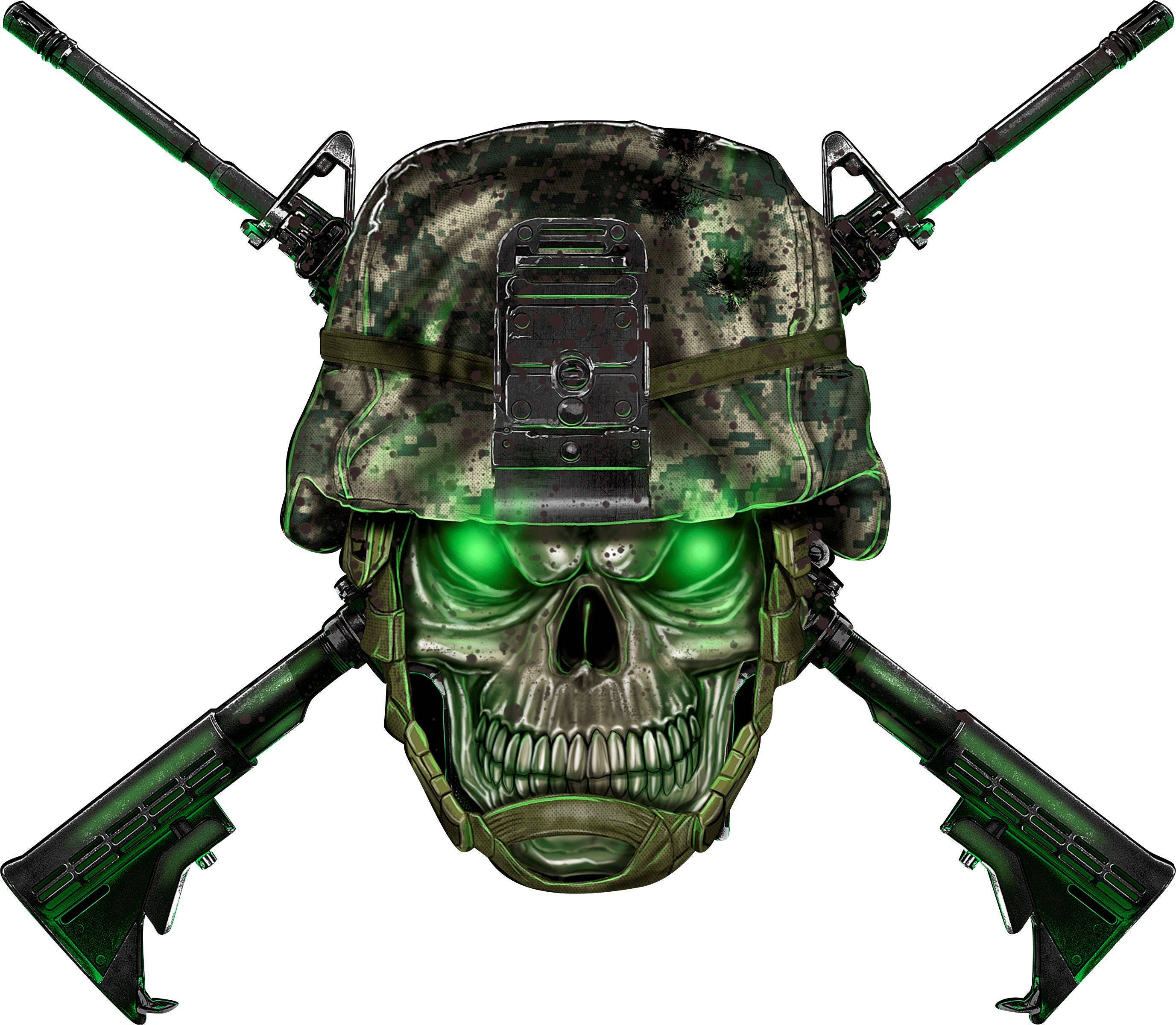 Skull and Crossed Guns Decal Full Color Camouflage Skull Etsy