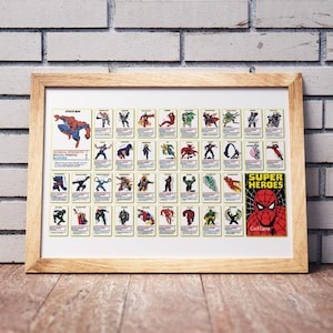 1970er Jahre Superhelden Kartenspiel [Spiderman] A2 Poster Digital Download - Digital Kunstdruck, Wandkunst, digitaler Download, Home