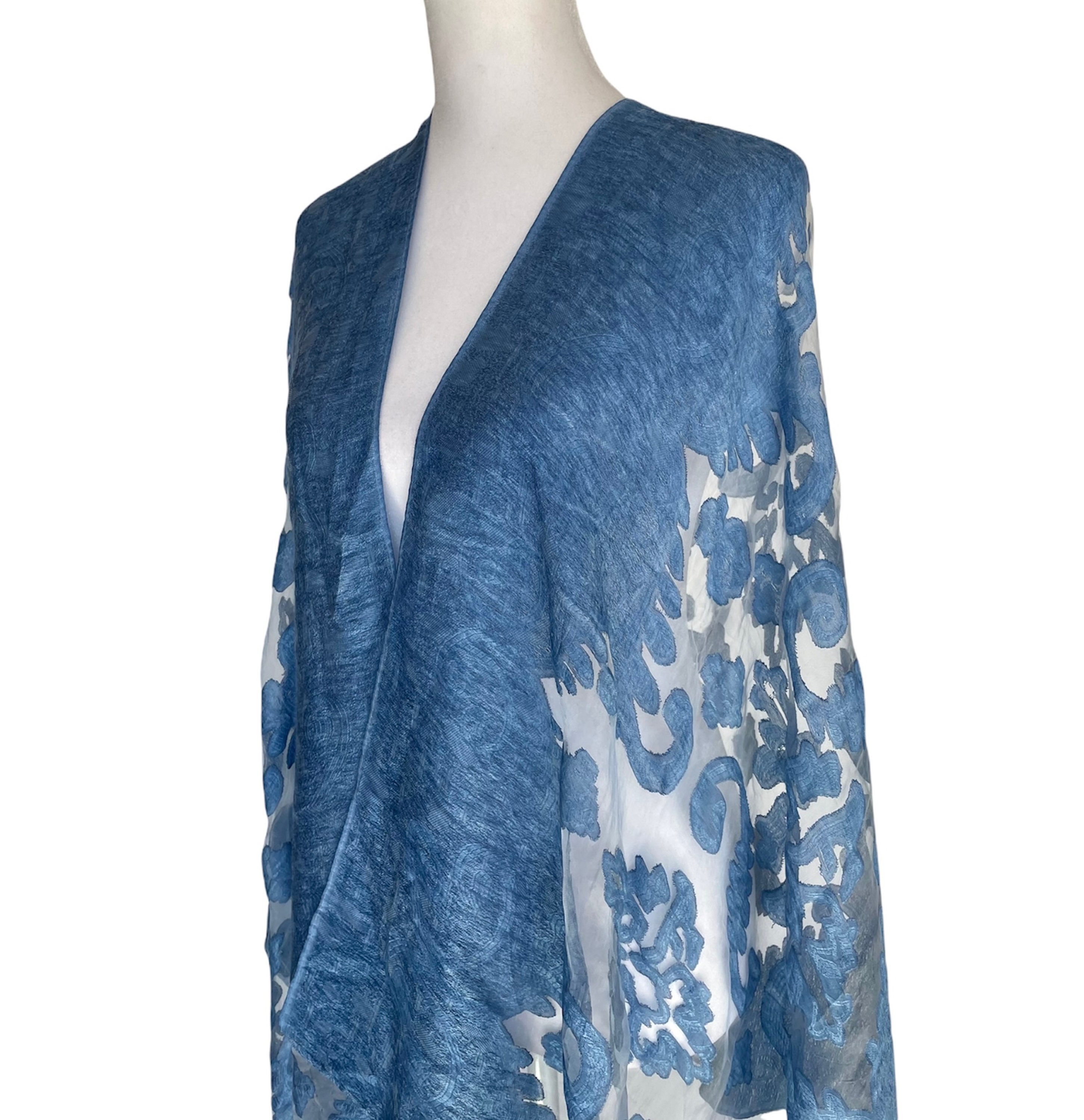 Navy Blue Sheer Shawl Evening Wear Bridal Gift Etsy