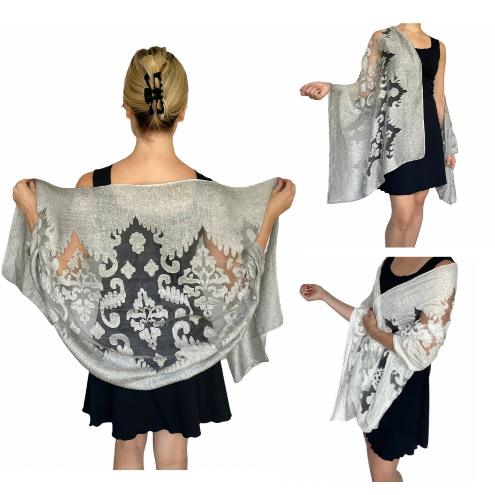 Sheer Silk Evening Shawl Woman's Wrap Resort Wear Etsy