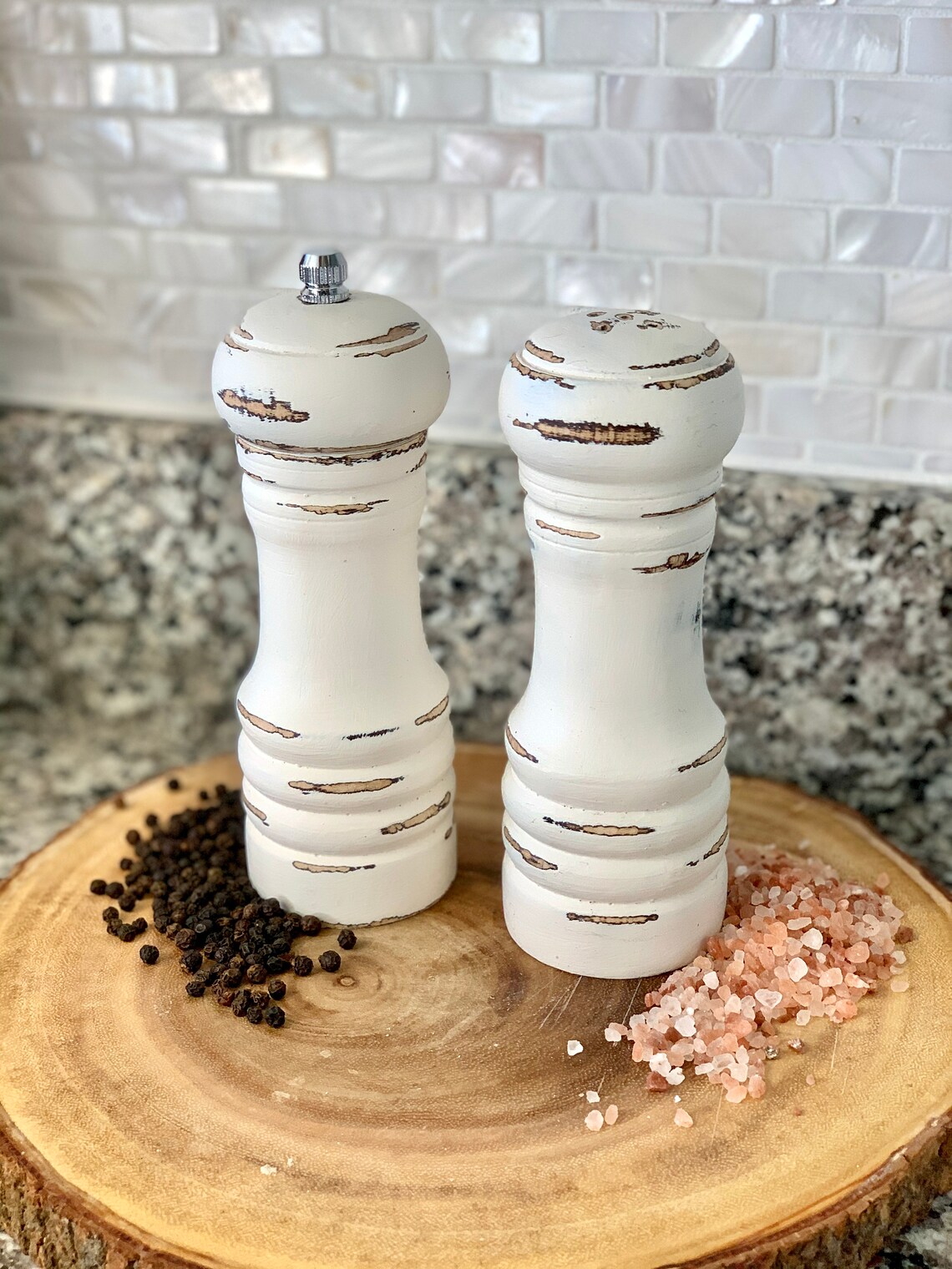 Farmhouse Rustic Distressed 6 Salt Shaker & Pepper Mill Etsy