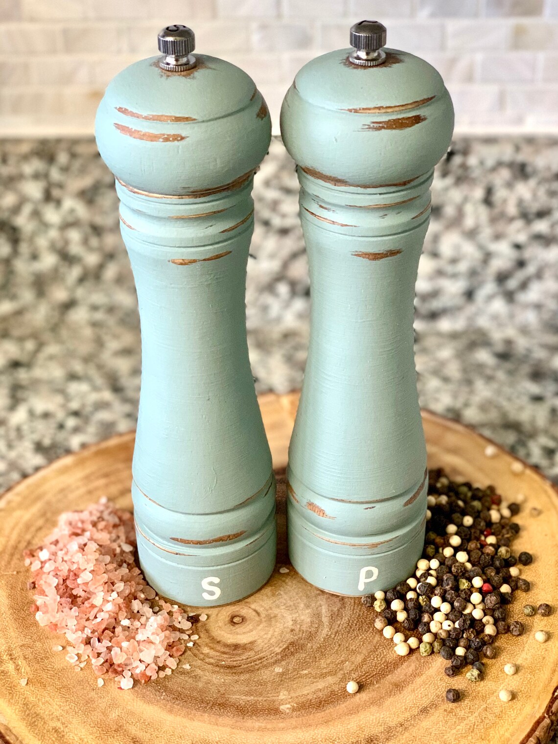 Farmhouse Rustic Distressed 8 Labeled Salt Shaker & Pepper Etsy