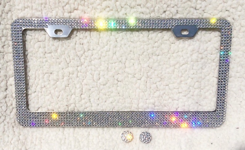 Swarovski Clear Crystals license plate frame 7 rows !!!Bling frame