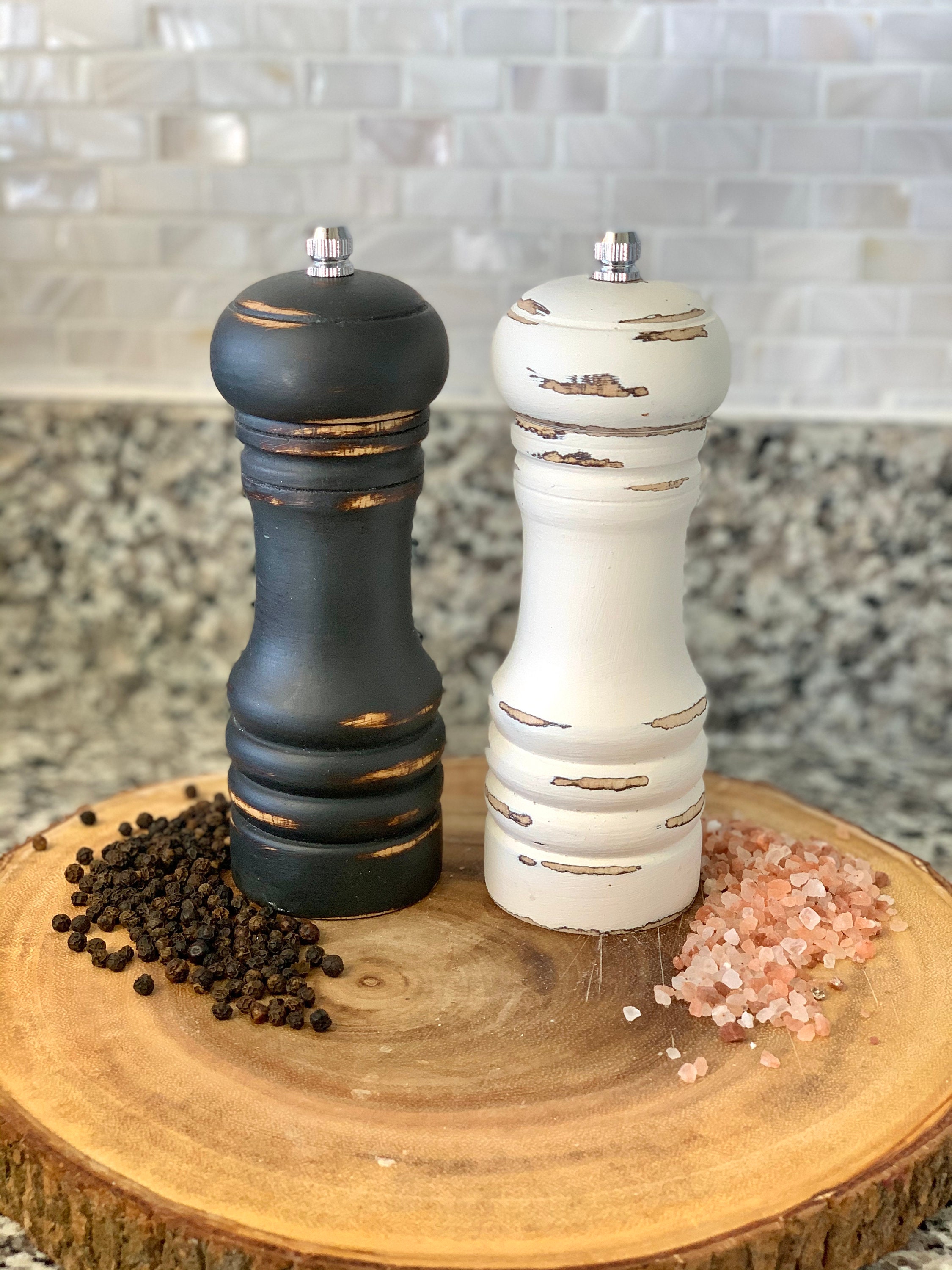 Farmhouse Rustic Distressed 6 Salt Shaker Pepper Mill Etsy