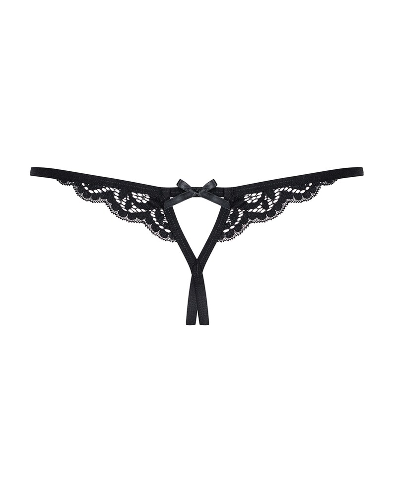 Black Crotchless Thong Open Crotch Ouvert Panties See Through G Strings Sexy Luxury Underwear