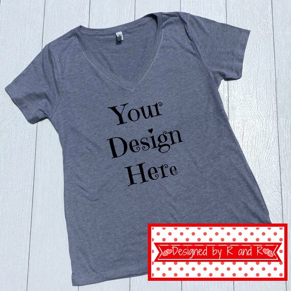 Dark Grey Vneck Shirt Mockup Digital File Blank