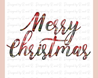 Merry Christmas Plaid Cursive Font Printable Design From Designed By R And R