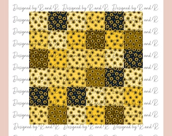 Sonnenblume Patchwork Nahtloses Digitales Papier von Designed By R And R