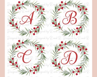 Monogram Xmas Wreaths Printable Designs From Designed By R And R