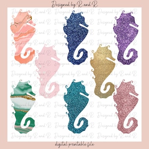 Glitter Seahorse PNG (set of 8) From Designed By R And R
